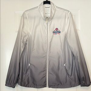 Chicago Cubs World Series Women's Windbreaker Jacket XL Gray White NWOT Ombre